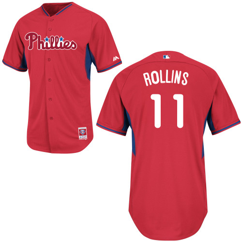Jimmy Rollins #11 MLB Jersey-Philadelphia Phillies Men's Authentic 2014 Red Cool Base BP Baseball Jersey